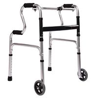 Healthcare Folding Lightweight Aluminium Standard Walkers/Ultra Narrow Walking Frame (Wheeled) Adjustable Height -2 Wheels