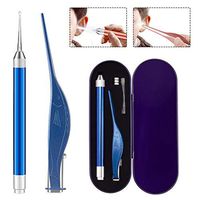 Ear Wax Removal Tool with Light, Ear Cleaner Kit for Humans with Earwax Spoon and Ear Tweezer for Men Women Kids(Blue)