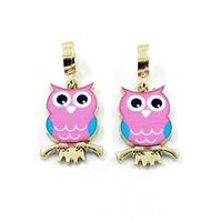 2pcs Cute Owl European Gold Pendant CZ Charm Beads Fit Necklace Bracelet DIY unique pretty party decoration jewels talisman jewelery girl stylish bracelet