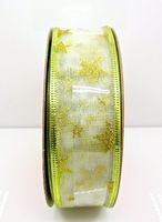 Jo-ann's Holiday Inspirations Glitter Gold Stars Ribbon,White Sheer,Wire Edge,1.5" X 100 Ft.