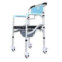 Folding Toilet Chair,Aluminum Commode Chair with Wheel,Mobile Wheelchair,Household Adult Mobile Toilet Seat,Shower Chair,Transport Chair
