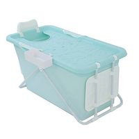 JAD@ Children's Adult Dual-use Folding Removable Thermal Bath Barrel Household Plastic Swimming Bucket Bathtub (Color : Blue)