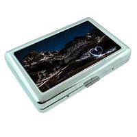 Mountain Love Em1 Hip Silver Cigarette Case Id Holder Metal Wallet 4" X 2.75" RFID Protection