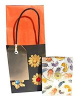 Punch Studio 61596 Floating Feathers. Mini Pocket Notepad Gold Foil & Gems + Gift Bag.