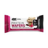 OPTIMUM NUTRITION High Protein Wafer Bars, Low Sugar, Low Fat, Low Carb Dessert, Flavor: Chocolate Raspberry, 9Count