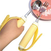 Easy Grip Eating Aids Spoon Fork Adaptive Eating Utensils Rotating Stainless Steel Holder Silverware Set for Parkinson Arthritis MS Hand Tremors Handicapped