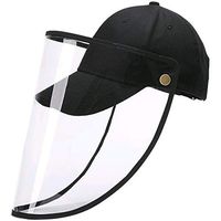JOYEBUY Men Women Full-face Protective Hat Anti-Saliva Windproof Dustproof Mask Hat (Black Visor Mask)