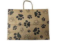 Dog Print Bags, Extra Large Kraft Paper Gift Wrap Shopping Bags, (Vogue Size 16W x 12H x 6), 25 Bags, Made in USA