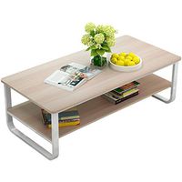 Xesvk Coffee Table, Wood and Metal Cocktail Table with Shelf for Living Room, Modern Industrial Coffee Table Wood and Steel Frame, Coffee Table with Storage Shelf US Stock (Yellow)