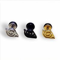 3 Pairs/Pack Anime Naruto Gaara Logo Ear Stud Medical Allergy Titanium Steel