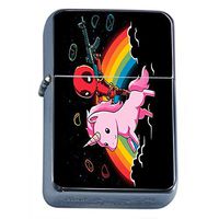 Rainbow Unicorn Flip Top Dual Torch Em4 Smoking Cigarette Silver Refillable Dual Flame