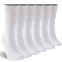 KitNSox Mens Womens Comfort Cotton Seamless Stretchy Cushion Loose Fiting Wide Diabetic Socks 6 Pairs White XL