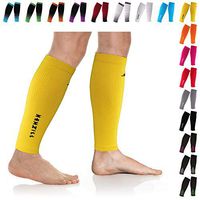 NEWZILL Compression Calf Sleeves (20-30mmHg) for Men & Women - Perfect Option to Our Compression Socks - for Running, Shin Splint, Medical, Travel, Nursing, Cycling (S/M, Solid Yellow)