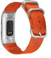 YOOSIDE Nylon Bands Compatible with Fitbit Charge 3 and Fitbit Charge 3 SE, NOTA Woven Nylon with Metal Stainless Steel Ring Adjustable Wristband Watch Strap for Fitbit Charge 3 (Orange)
