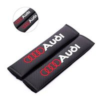 Amooca Carbon Fiber Seat Belt Cover Shoulder Pad for Audi (Red Lettering)