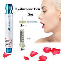 YOSAN Noninvasive Nebulizer Hyaluronic Acid Pen Kit Injector Hyaluron Gun Non Invasive Wrinkle Removal Water Syringe Injection Atomize (with 5 Ampoule Head + 5 Converter)