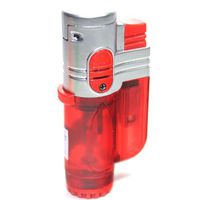 T19 Red Color Triple Flames Refillable Butane Torch Lighter - Flame Lock - 3 Inch - Unboxed