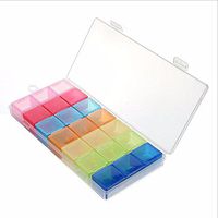 HQLCX-Medicine Pill Storage Box Portable 7 Days A Week 21 Square Mini Capsule Colorful Carry Week Package Take Small Kits