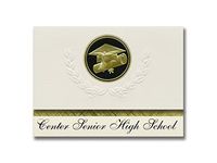 Signature Announcements Center Senior High School (Kansas City, MO) Graduation Announcements, Presidential style, Elite package of 25 Cap & Diploma Seal. Black & Gold.