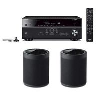 Yamaha RX-V685 7.2-Channel AV Receiver with MusicCast - with 2 Pack WX-021 MusicCast 20 Wireless Speaker, Black