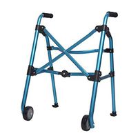 F&T Simple Walker with Two Wheels, Disabled Walking Stick, Senior Sports Support Folding Wheel (Color : Blue)