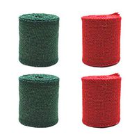 Heallily 4pcs Christmas Party Burlap Ribbon Colorful Vintage Wide Natural Jute Burlap Wired Ribbon Rolls Rustic Gift Wrapping for Christmas Wedding Fall Birthday Decor