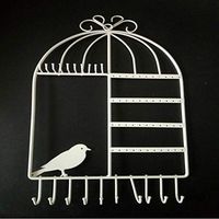 PROKTH Wrought Iron Jewelry Necklace Holder Wall Decoration Earrings Hanger Storage Wall Mount Display Rack Dressing Birdcage Organizer Table Decoration