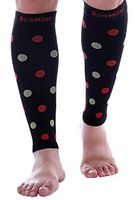 Doc Miller Calf Compression Sleeve - Polka Dots 1 Pair 20-30mmHg Support Running Recovery Shin Splints Varicose Veins (BlackRedGrn, X-Large)