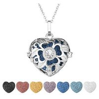 Top Plaza Diffuser Pendant Necklace Lava Rock Stone Aromatherapy Essential Oil Diffuser Necklaces Love Heart Locket Necklace 28 Inches Chain with 7 Lava Stone - Heart Necklace #4