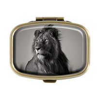 Nomad Lion Rectangular Bronze Pill Box Case Pocket Medicine Tablet Holder Organizer Pill Decorative Box Case Wallet Purse Pocket