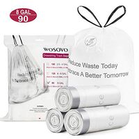 WOSOVO 8 Gallon Trash Bags Tall Ultra Strong Garbage Bags Drawstring Unscented Wastebasket Bin Liners 90 Count for Home Kitchen Office Bedroom Living Room and More