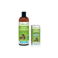 Sky Organics Long + Strong Hair and Lash Duo: USDA Organic Cold-Pressed Castor Oil and Castor Oil Eyelash Serum with Brush Applicators, 1 ea (Bundle)