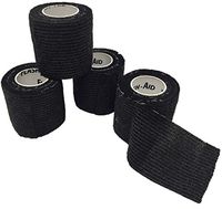 Self-Stick Wrap - 4-Pack - Flexible Non-Stick, Self-Adherent, Pressure Wrap Gauze Bandage - Latex-Free - Large Roll (15 feet Long and 2 inches Wide) (Black)