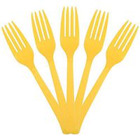 JAM PAPER Premium Utensils Party Pack - Plastic Forks - Yellow - 48 Disposable Forks/Pack