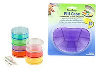 Multi-Day VitaCarry 8 Compartment Pill Box-Holds Up To 60 Pills-Purple with GMS 7 Day Stackable Organizing Rainbow Pill Reminder includes Extra Lid - Large