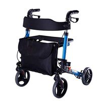TYJ-USA Elderly Walker Elderly with Handbrake Collapsible Walker Walker Four Wheels Shopping Cart Wheelchair Thicken Safety and Stability (Color : Blue, Size : 7566cm)