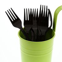 AmerCare Black Medium-Heavy Weight Polypropylene Forks, Case of 1000