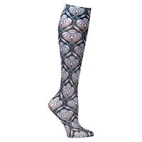 Celeste Stein Mild Compression Knee High Stockings, Wide Calf - Grey Art Nouveau