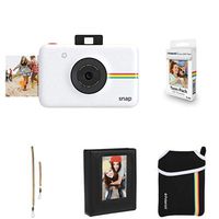 Polaroid Snap Instant Digital Camera (White) with Extra Paper, Album, Case, Colorful Neck/Hand Strap