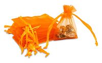 TheDisplayGuys 100-Pack 2x3 Orange Sheer Organza Gift Bags with Drawstring, Jewelry Halloween Candy Treat Wedding Party Favors Mesh Pouch