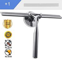 M-Better Shower Squeegee, 10 Inch Stainless Steel Shower Window Squeegee with 1 More Replacement Silicone Blade, Suction Cup Holder for Bathroom/Kitchen/Car Glass/Mirror/Shower Door/Tile