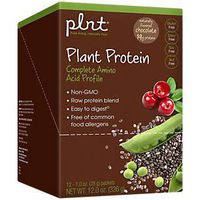 plnt Chocolate Plant Protein Powder with Complete Amino Acid Profile Raw Protein Blend, Easy to Digest Provides Energy, 19g of Protein Per Serving (12 Individual Packets)