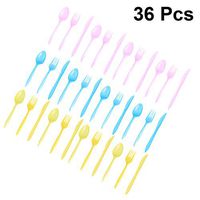 Yardwe 36pcs Flatware Set,Multicolored Disposable Plastic Spoon Fork Knife Kit Cutlery Dinnerware for Dessert Cake