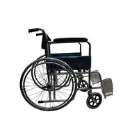 MLX Wheelchair, Steel Tube Portable Wheelchair Foldable Easy to Clean Manual Wheelchair