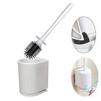 Soerreo Toilet Brush and Bracket Wall-mounted Bathroom Toilet Cleaning Brush Set,Modern Design Toilet Scrubber With Silicone Soft Brush (A style)