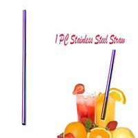 Vinjeely Stainless Steel Metal Drinking Straws Straight Reusable Washable Colorful Straws, 267 Length, 6mm Diameter (Multicolor)
