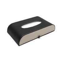 uxcell Beige Black Faux Leather Facial Tissue Box Napkin Storage Case Holder for Car