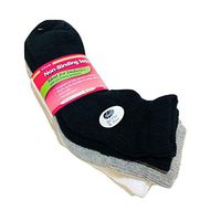 J.T. Foote - Non Binding Diabetic Socks Low Cut Ped Ladies 3pk - Combo (1 pr ea: Black, White, Heather) Size 9-11