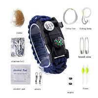 Isa Adjustable Survival Bracelet Fire Starter Scraper Compass Whistle Fits for Outdoor Activities,darkblue