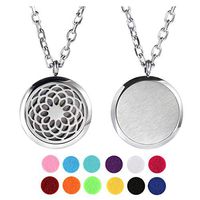 Stylish Aroma Diffuser Necklace with Gift Box - Exqline Essential Oil Diffuser Necklace with Pendant Locket, 20 Inch Chain, 12 Colorful and Washable Refills (Sunflower)
